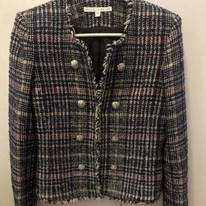 Veronica Beard Tweed Blazer with Blue, Red, and Metallic Threads in Size 6